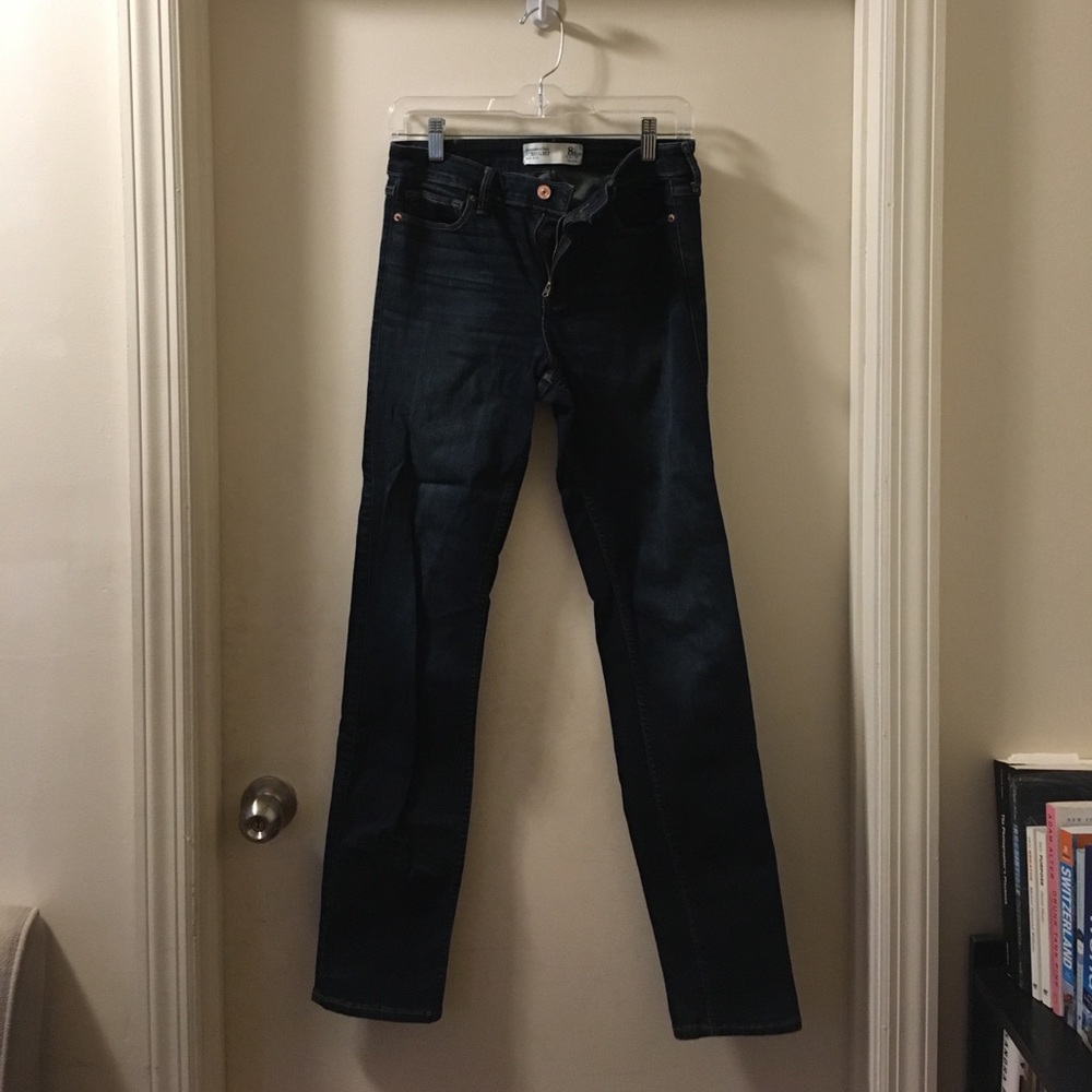 Dark wash straight jeans
